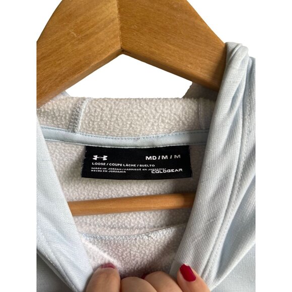 Under Armour UA Women's Size Medium Light Blue Hoodie Sweatshirt Loose Coldgear - Picture 6 of 6